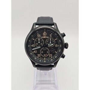 Timex Expedition Chronograph Indiglo Tachymeter Date Black Watch New Battery